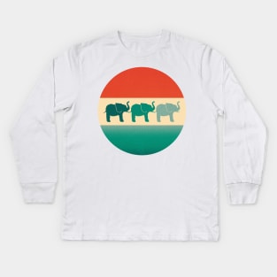 African Elephants Kids Long Sleeve T-Shirt